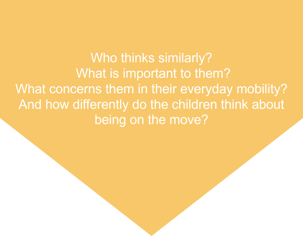 Who thinks similarly?
 What is important to them? 
What concerns them in their everyday mobility? And how differently do the children think about being on the move?
